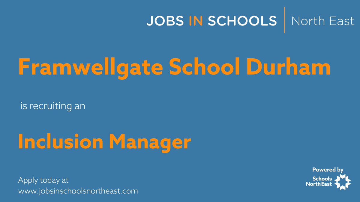 Framwellgate School Durham is recruiting an Inclusion Manager.

Find out more: ow.ly/l02550W7zob