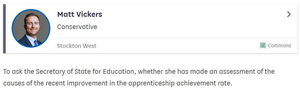 The Edge Foundation (@ukedge) on Twitter photo Good to see more detail on the potential causes of the recent rise in apprenticeship completion rates. It's important that the DfE continues to monitor the impact of its interventions. Thank you to <a href="/Matt_VickersMP/">Matt Vickers MP</a> for tabling an important question
questions-statements.parliament.uk/written-questi… Good to see more detail on the potential causes of the recent rise in apprenticeship completion rates. It's important that the DfE continues to monitor the impact of its interventions. Thank you to <a href="/Matt_VickersMP/">Matt Vickers MP</a> for tabling an important question
questions-statements.parliament.uk/written-questi…