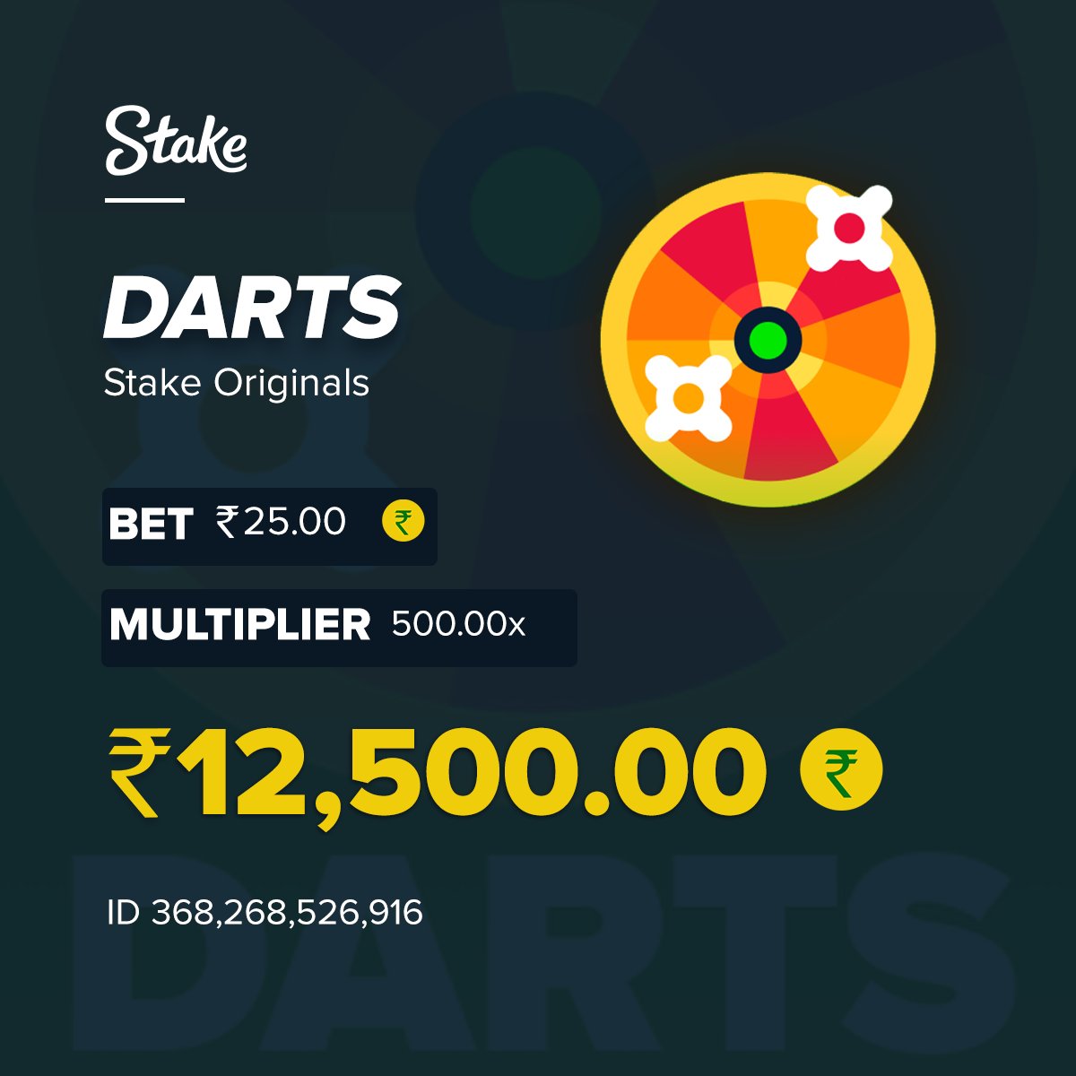 🎯 Darts is live — and it’s hitting hard!
₹25 in, ₹12,500 out with a 500x shot.
One bullseye can change everything. 🟡💸

Only on Stake. Try your aim now.👇
stake.bet/casino/games/d…

#StakeOriginals #DartsOnStake