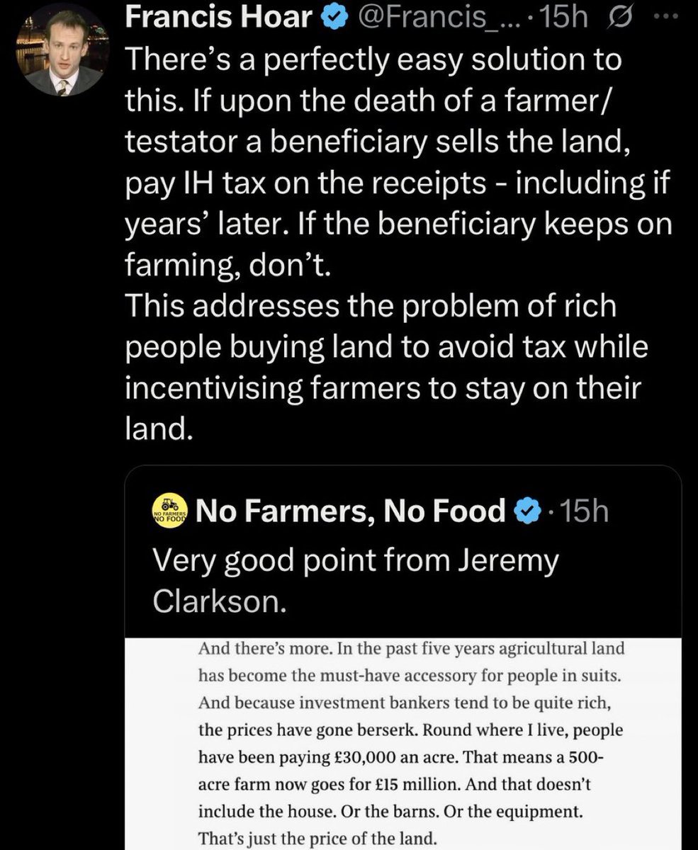 No Farmers, No Food (@nofarmsnofoods) on Twitter photo A common sense proposal by barrister <a href="/Francis_Hoar/">Francis Hoar</a>) regarding inheritance tax on family farms. If the Labour government continue to ignore this solution, then it is clear that they have no interest in protecting family farms.
<a href="/RachelReevesMP/">Rachel Reeves</a>
<a href="/Keir_Starmer/">Keir Starmer</a>
<a href="/SteveReedMP/">Steve Reed MP</a> A common sense proposal by barrister <a href="/Francis_Hoar/">Francis Hoar</a>) regarding inheritance tax on family farms. If the Labour government continue to ignore this solution, then it is clear that they have no interest in protecting family farms.
<a href="/RachelReevesMP/">Rachel Reeves</a>
<a href="/Keir_Starmer/">Keir Starmer</a>
<a href="/SteveReedMP/">Steve Reed MP</a>