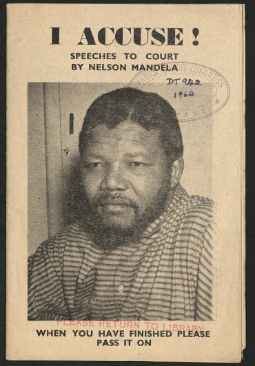 TUC_Library's tweet image. We’ve digitised some of our #antiapartheid pamphlets we’ve used regularly in @LdnMetArts classes for a gallery collections.londonmet.ac.uk/galleries/anti… , incl the very rare “I accuse!” Speeches to court by #NelsonMandela at the #RivoniaTrial
