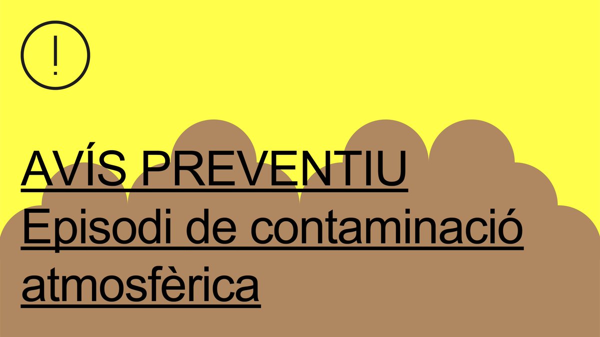 Ajuntament de Barcelona (@bcn_ajuntament) on Twitter photo ⚠️☁️ACTIVAT el protocol de contaminació per partícules en suspensió (PM10) en fase d’avís preventiu.
#BCNQualitatAire
Informació actualitzada a 🔗 barcelona.cat/qualitataire ⚠️☁️ACTIVAT el protocol de contaminació per partícules en suspensió (PM10) en fase d’avís preventiu.
#BCNQualitatAire
Informació actualitzada a 🔗 barcelona.cat/qualitataire