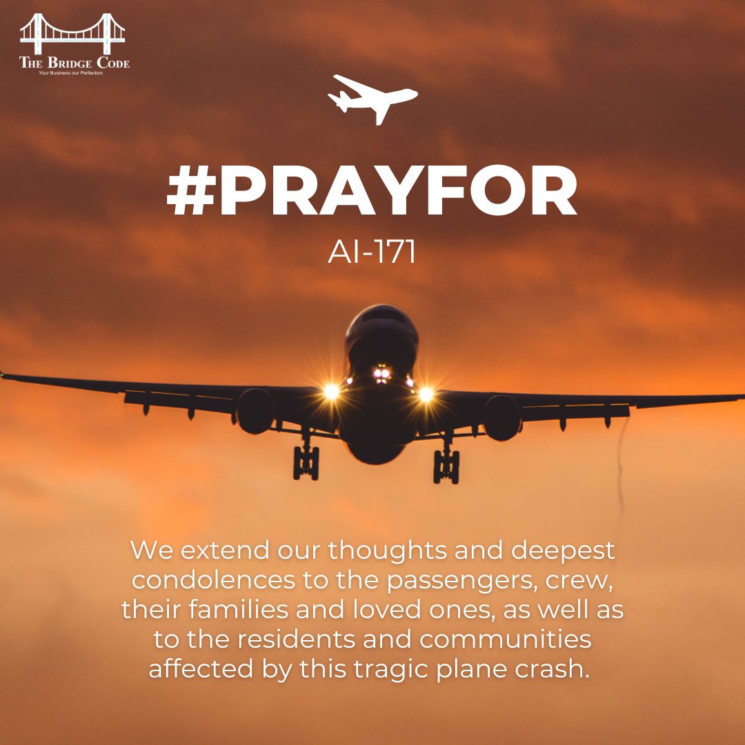 thebridgecode's tweet image. We extend our deepest condolences to the passengers, crew members, and the families and loved ones of all those affected by this tragic plane crash.

#tragic #Planecrash #ahmedabad #hope #condolences