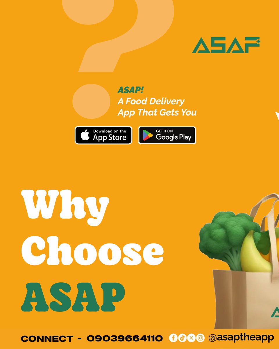 asaptheapp's tweet photo. Stay hungry, because something delicious is on the way!
Get ready to experience speed, satisfaction, and convenience like never before.
ASAP is coming to serve you better soon! π₯
#Asaptheapp #ComingSoon #FoodOnTheGo #Deliverymadeeasy #Osogboconnect https://t.co/rO3NOqI3ap