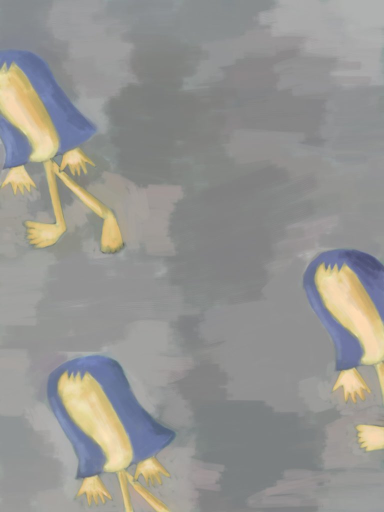 #アート  #イラスト #art  #arte  #painting #illustration #oc 

"walking, three creatures(gray)"