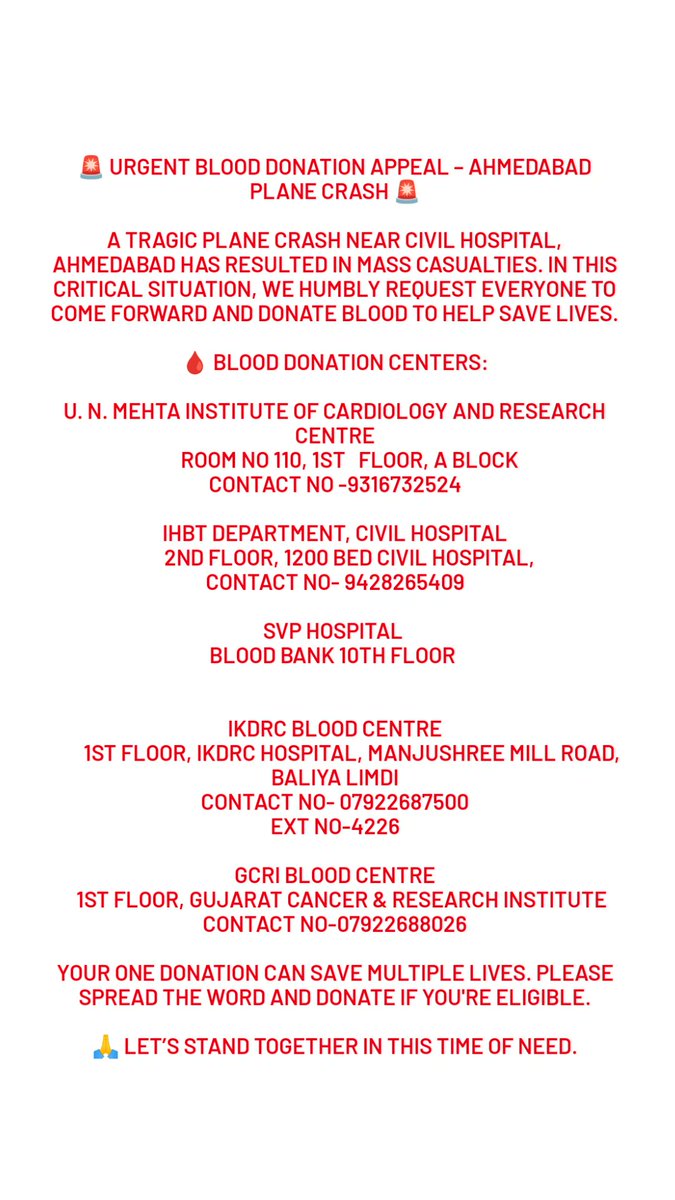 Urgent blood donation appeal 
#Ahmedabad