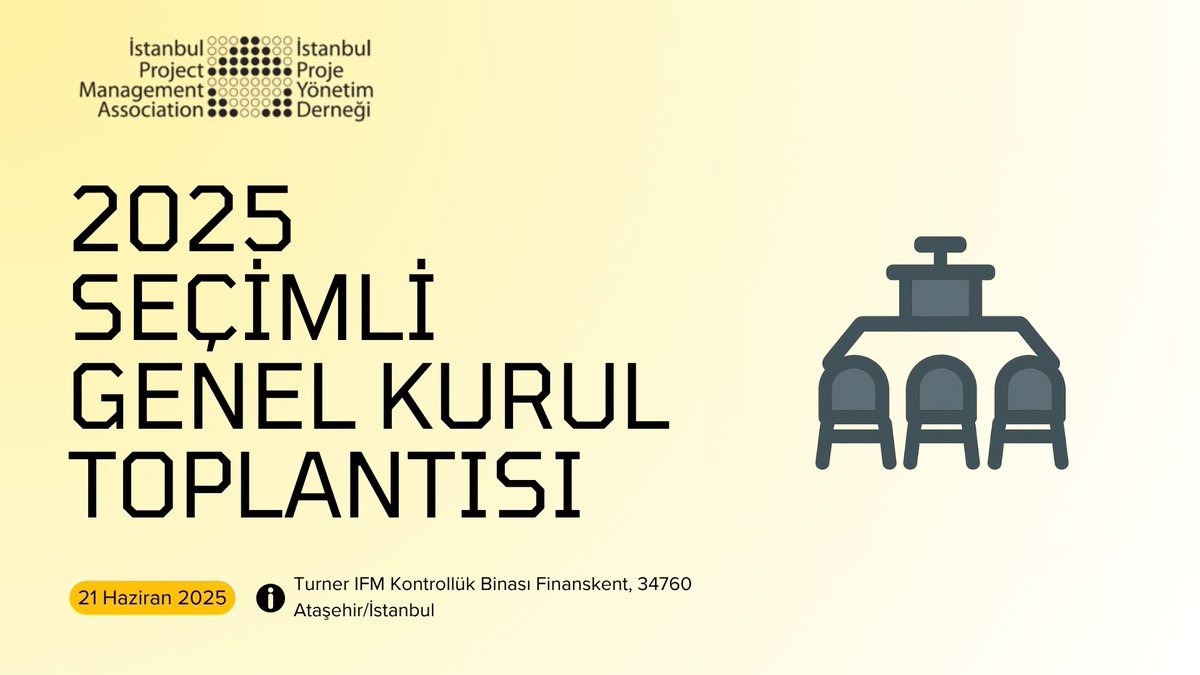📢 Duyuru | Seçimli Genel Kurul Toplantısı

Seçimli Genel Kurul Toplantısı, çoğunluk şartı aranmaksızın 21 Haziran 2025 Cumartesi günü yapılacaktır.

Detaylar: linkedin.com/feed/update/ur…