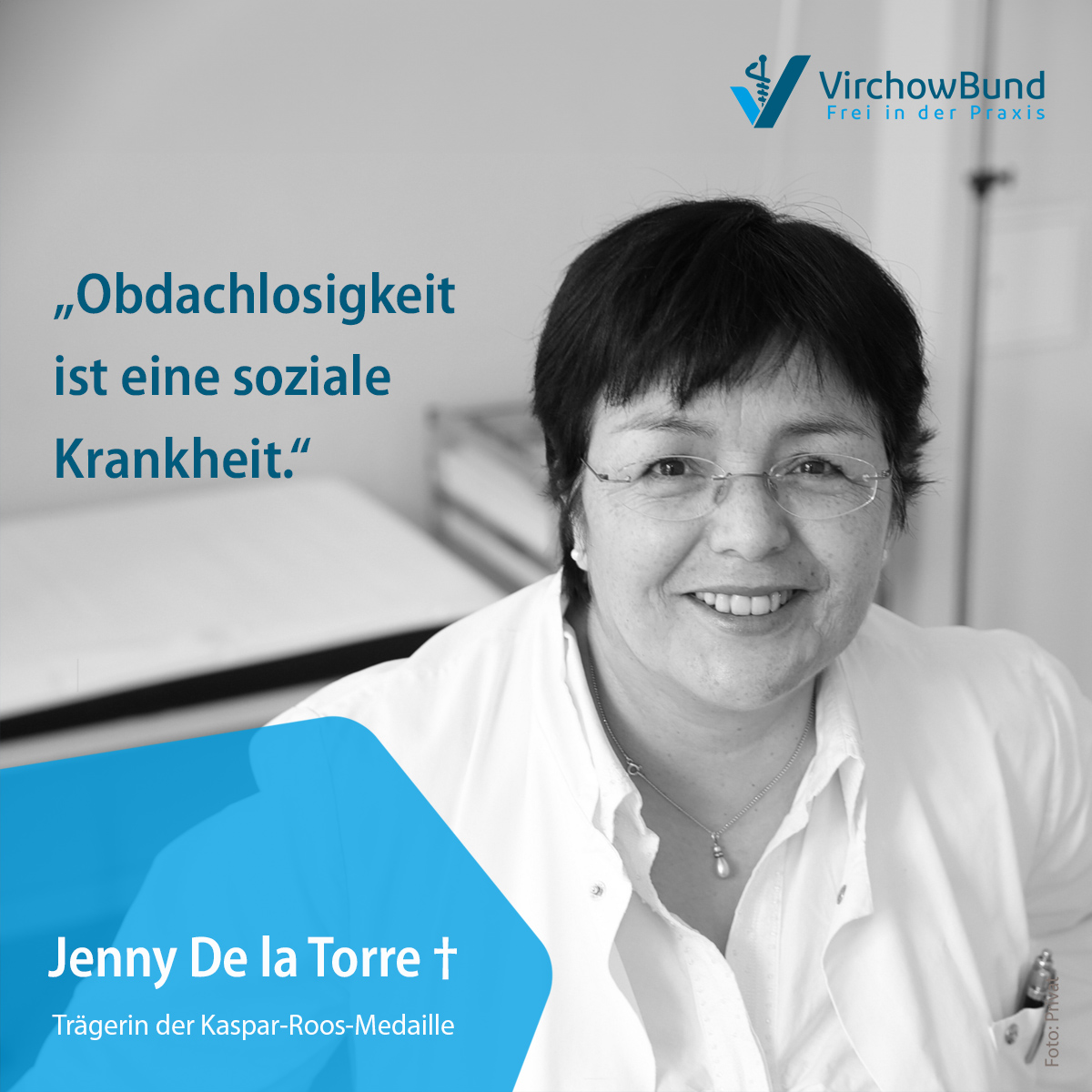 Die Berliner Obdachlosenärztin Dr. Jenny De la Torre ist im Alter von 71 Jahren gestorben.
2022 haben wir ihr die Kaspar-Roos-Medaille für ihre Verdienste um das Ansehen der Ärzteschaft verliehen. (Laudatio: youtube.com/watch?v=ZavLCJ…)
Wir halten ihr Andenken in Ehren. 🖤