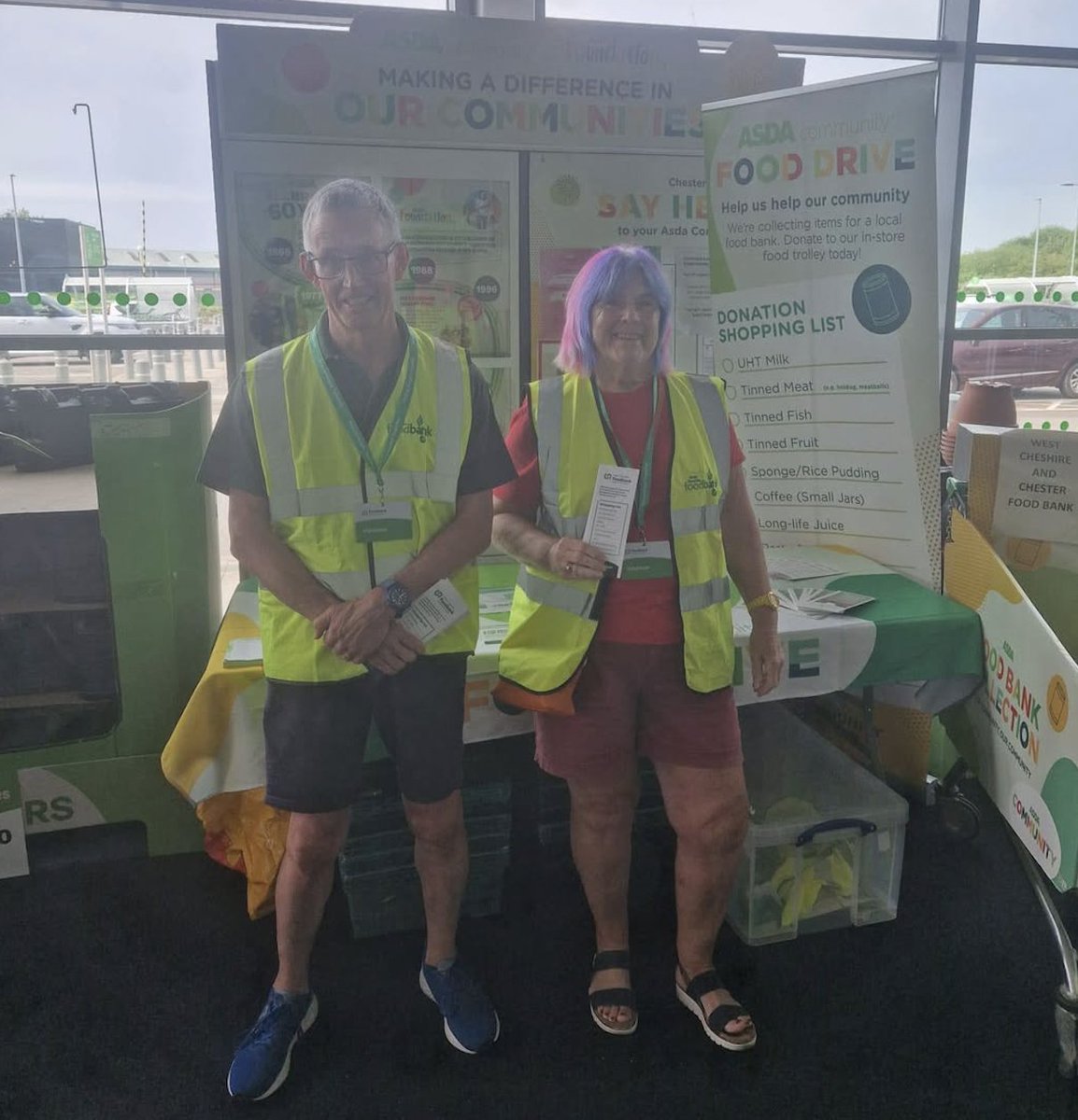 We are collecting food donations at ASDA Ellesmere Port and ASDA Chester, today, Friday and Saturday, 9am to 3pm. If you are passing by please say hi to our volunteers and donate a much needed item of food. Thank you for your support.