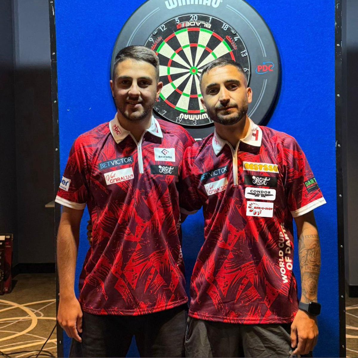 🤞 Best of luck to Justin Hewitt and Craig Galliano tonight as they represent Gibraltar at the 2025 PDC World Cup of Darts!

They face Ireland this evening, with their second match against China played on Friday!

Best of luck guys, we know you've got this! 💪

#Darts #WCoD