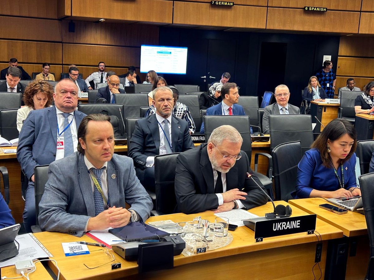 G_Galushchenko's tweet image. 48 IAEA member states have issued a Joint Statement on Nuclear Safety, Security, and Safeguards in Ukraine at the @iaeaorg Board of Governors Meeting. The document, in particular, states that the restart of the reactors at the ZNPP is only possible once the facility is returned…