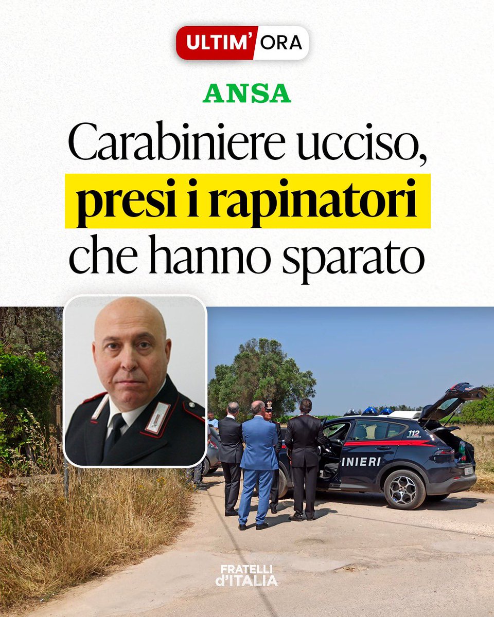 FratellidItalia's tweet photo. Ora ci pensi la giustizia, con severità e rispetto per il sacrificio di chi ha servito lo Stato fino all’ultimo. https://t.co/FTggFtKWqa