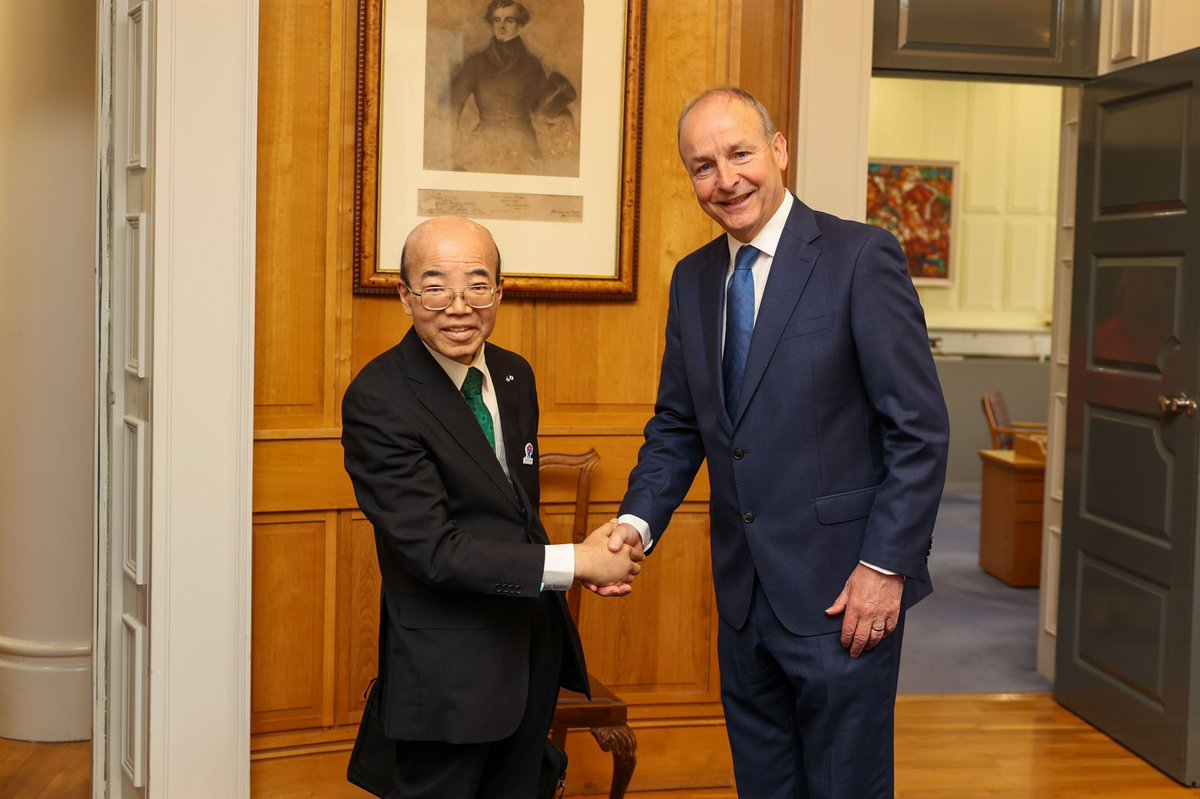 Pleased to meet Japan’s Ambassador to Ireland Junji Shimada this morning.

Good discussion on Irish-Japanese relations, Expo 2025 Osaka and the upcoming opening of Ireland House Tokyo later this summer.