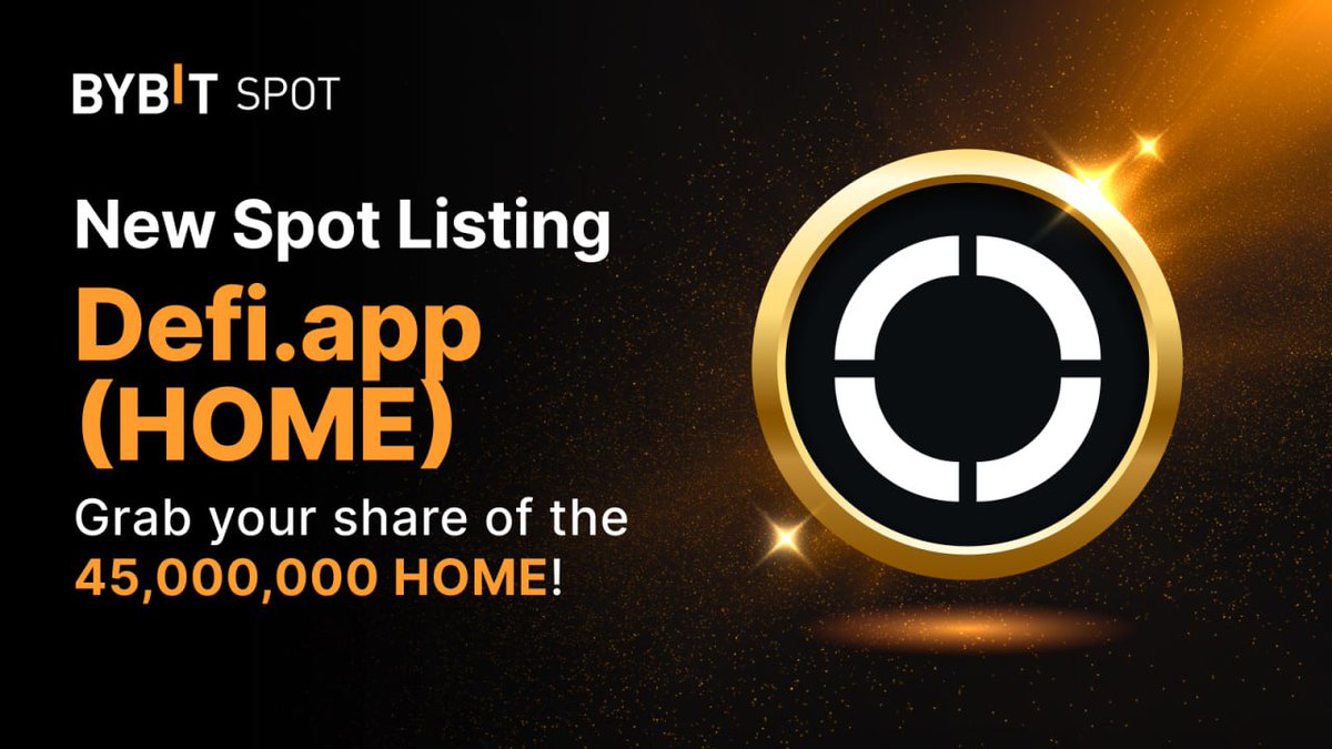 🚀 Defi.app ($HOME) lands on Bybit Spot!
🔓 Sign up NOW &amp; snag 5,000 $HOME (~ $170 USDT) FREE just for registering!
💰 Trade &amp; deposit to grab your slice of the 45 M $HOME prize pool!
👉 bit.ly/4jOiZcP

#DeFi #CryptoAirdrop #BybitSpot #HOMEtoken #GIVEAWAY