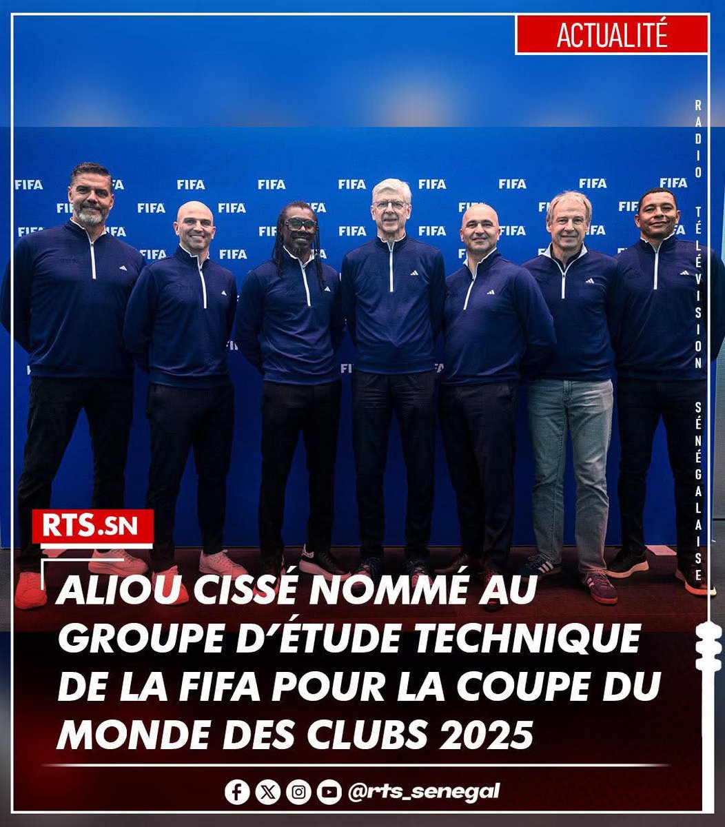 [INFO DU NET]
#source:RTS
Aliou Cissé rejoint le Groupe d’étude technique de la FIFA pour la Coupe du monde des clubs 2025. Aux côtés d’experts dirigés par Arsène Wenger, il analysera les matchs du tournoi, confirmant son statut sur la scène internationale du football.