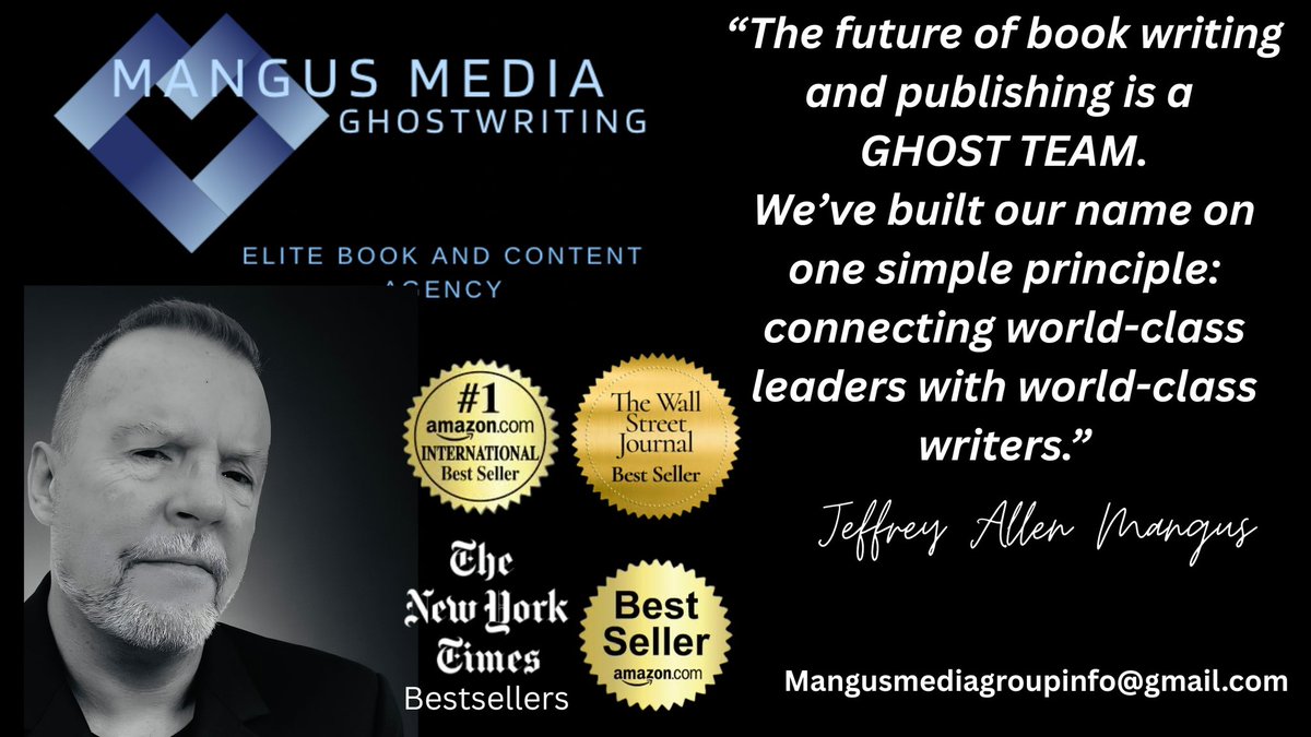 ghostwritingus1's tweet image. The future of book writing and publishing is a GHOST TEAM.
We're thrilled to announce a major power move at Mangus Media Ghostwriting Group.
Your story is a legacy, a business-builder, and a message the world needs.
But the path to a bestselling book is brutal all alone.…