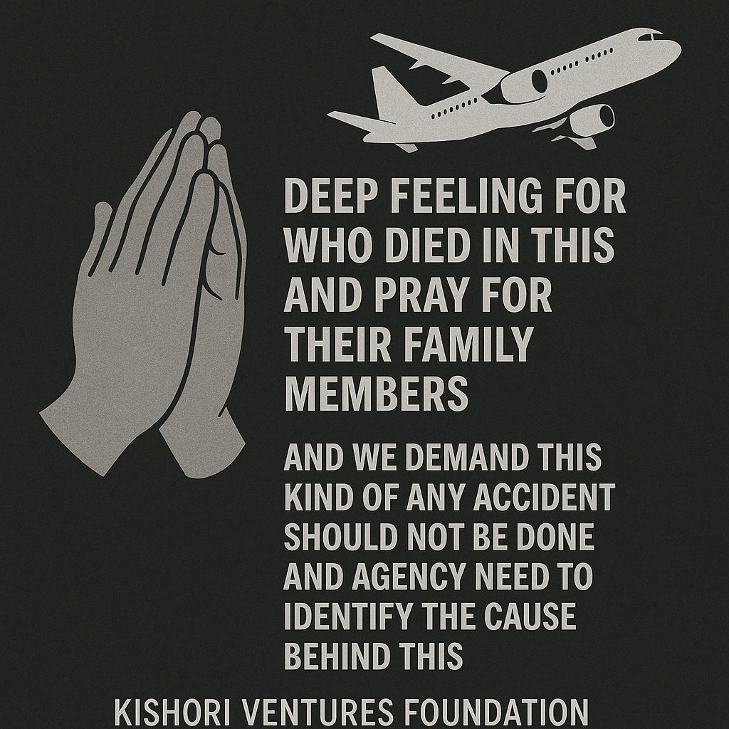 KVFofficial's tweet photo. In deep sorrow and solidarity with the victims of the tragic Ahmedabad plane crash (AI171), we bow our heads in prayer.

Our hearts go out to every soul who lost their life and to every family shattered by this unimaginable loss. No words are enough. Only prayers.

#rip #OmShanti https://t.co/u8wiea6RNz