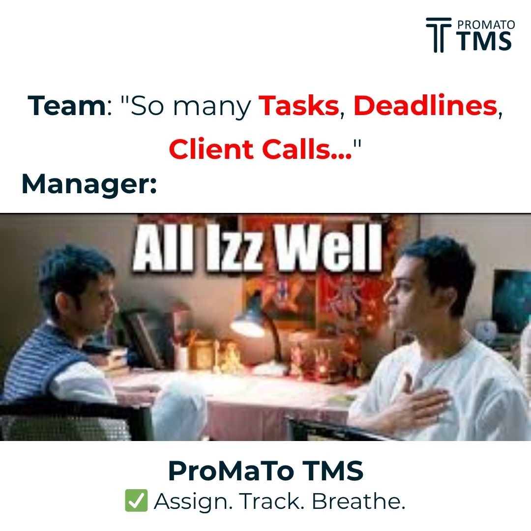 ProMaTo_Co's tweet image. Team: "Too many tasks! No updates!" 😱
Manager: “All is well…” (using ProMaTo TMS)
✔ Assign work
✔ Track progress
✔ Breathe easy
.
.
.
#TaskOverload #AllIsWell #ProMaToTMS #ProjectTools #BusinessAutomation #SmartManagement #MemeMarketingIndia