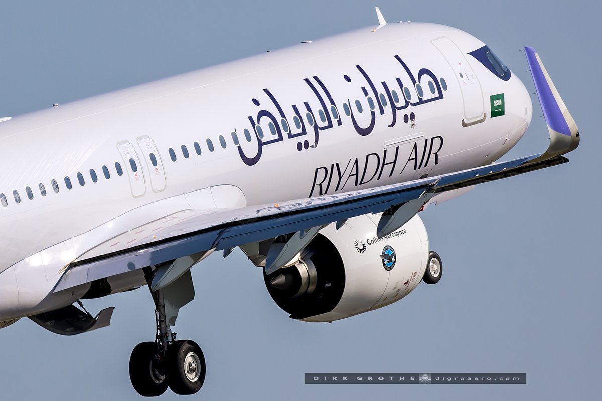 digro65's tweet image. the Airbus #A321XLR prototype F-WWBZ in @RiyadhAir livery left Hamburg on its way to the @salondubourget Paris Air Show 2025 in LBG this morning...such a beauty!
