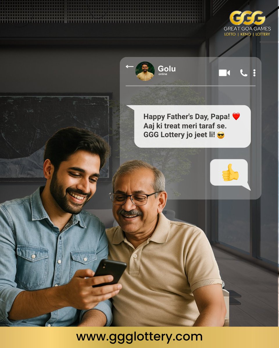 GGGLottery's tweet photo. Papa ke sapne hamesha bade hote hain…
Toh is Father’s Day, unki kismat bhi badi kyun na ho?
GGG Lottery ke saath ek naya chance dijiye jeet ka – safe, digital, aur smart!

Happy Father's Day

#HappyFathersDay #GGGLottery #JeetKaCelebration https://t.co/3F7GDfAGFb