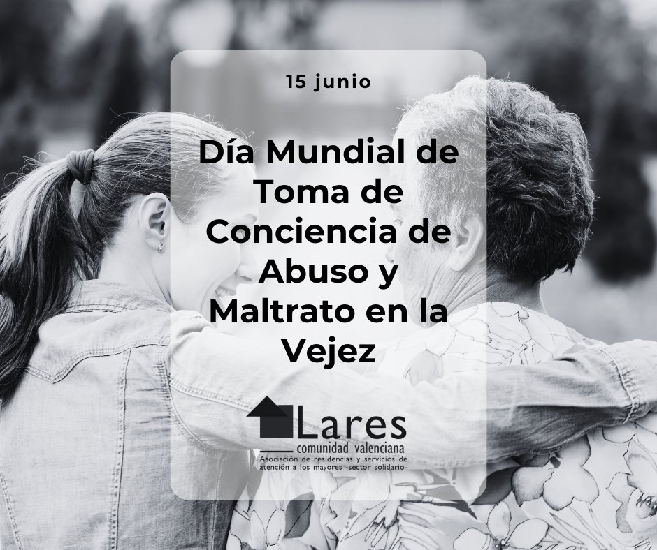 Este domingo 15 de junio se conmemora el Día Mundial contra el Maltrato en la Vejez. Desde <a href="/LaresCV/">Lares C.Valenciana</a> nos sumamos a esta llamada global al compromiso con el buen trato y la dignidad de las personas mayores.
💙Todos los días del año #BuenTrato #ContraElMaltrato #CuidarEsRespetar