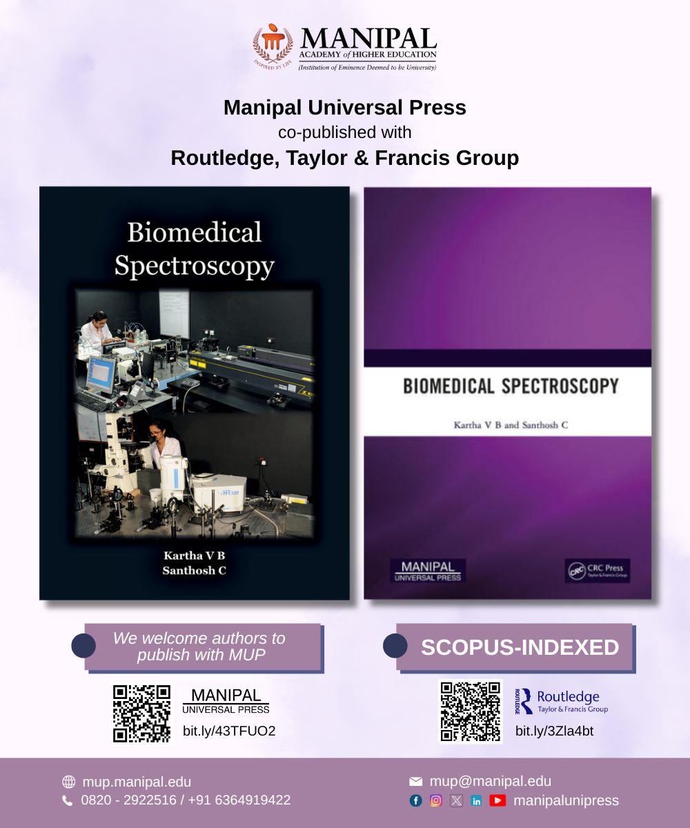 Manipal Universal Press (@manipalunipress) on Twitter photo MUP Co-published with Routledge- Biomedical Spectroscopy✨
<a href="/MAHE_Manipal/">Manipal Academy of Higher Education</a> <a href="/mahe_bengaluru/">MAHE Bengaluru</a> <a href="/MIT_MANIPAL/">Manipal Institute of Technology, Manipal</a>
#ManipalUniversalPress #MUP #copublished #copublishing #ScopusIndexed #Biomedical #Spectroscopy #MedicalScience #Routledge #TaylorAndFrancis #AdvancedDiagnostics #MAHEManipal MUP Co-published with Routledge- Biomedical Spectroscopy✨
<a href="/MAHE_Manipal/">Manipal Academy of Higher Education</a> <a href="/mahe_bengaluru/">MAHE Bengaluru</a> <a href="/MIT_MANIPAL/">Manipal Institute of Technology, Manipal</a>
#ManipalUniversalPress #MUP #copublished #copublishing #ScopusIndexed #Biomedical #Spectroscopy #MedicalScience #Routledge #TaylorAndFrancis #AdvancedDiagnostics #MAHEManipal