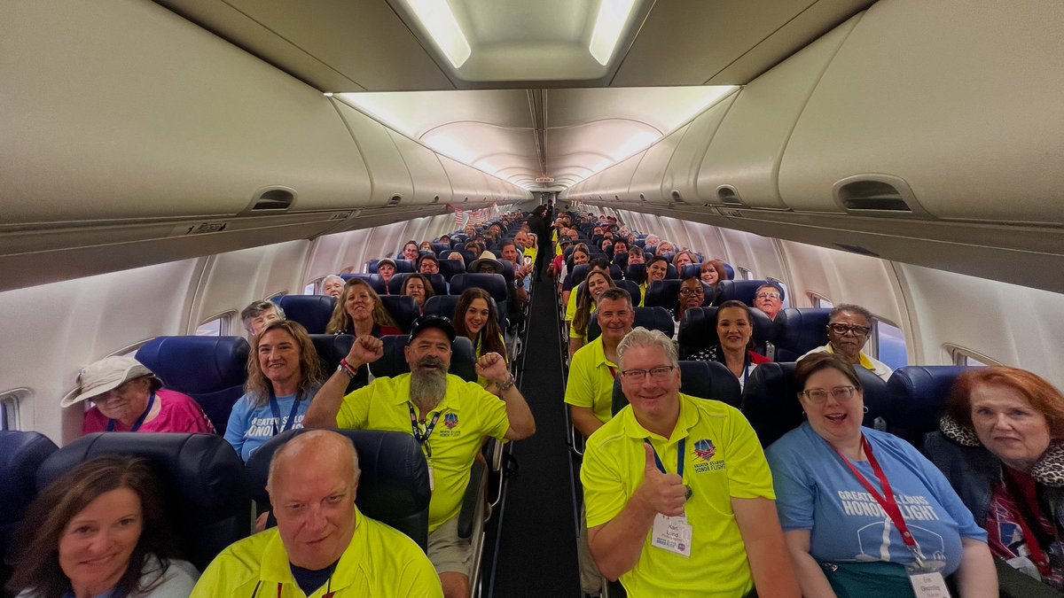All onboard! 
 
Greater St. Louis Honor Flight 111th mission!