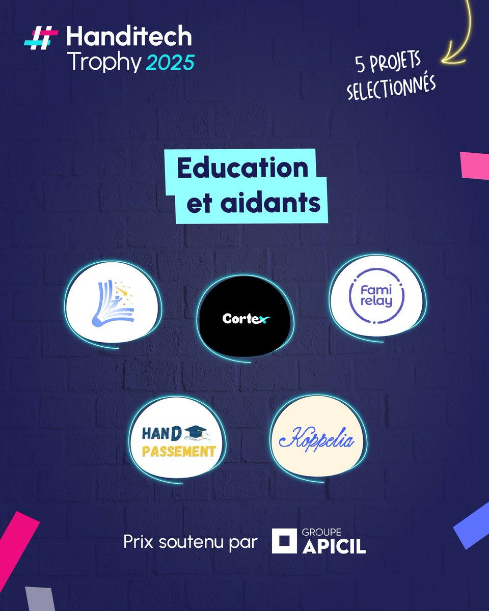 Handitech Trophy (@handitechtrophy) on Twitter photo 📚 Découvrez les 5 demi-finalistes du #HanditechTrophy – Catégorie Éducation & aidants soutenue par <a href="/ApicilGroupe/">Groupe APICIL</a> !
🔹 Koppelia
🔹 AutonoMe
🔹 Famirelay
🔹 Audio Clair
🔹 Handépassement
📍 Pitchs les 23 & 24 juin à Paris pour décrocher une place en finale ! 📚 Découvrez les 5 demi-finalistes du #HanditechTrophy – Catégorie Éducation & aidants soutenue par <a href="/ApicilGroupe/">Groupe APICIL</a> !
🔹 Koppelia
🔹 AutonoMe
🔹 Famirelay
🔹 Audio Clair
🔹 Handépassement
📍 Pitchs les 23 & 24 juin à Paris pour décrocher une place en finale !