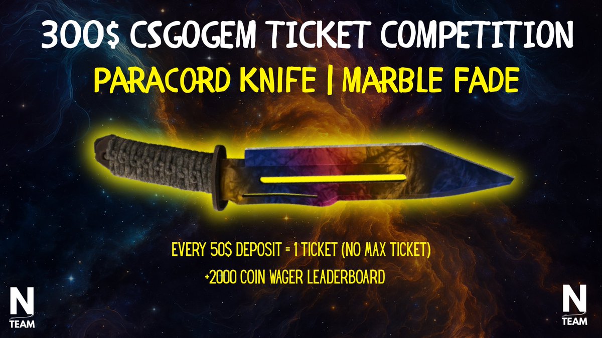 🚨 CSGOGEM 300$ TICKET COMPETITION 

How to Enter:
✅ Deposit $50 in CSGOGEM with code "night"
csgogem.com/r/Night
✅ Post proof in our discord!
discord.gg/5F9q9bZQ
🎟 Every $50 = 1 ticket! (No max ticket)
🎁EXTRA 25$ for who:
✅ RT + Tag 1 friend
🏆Combine it with our