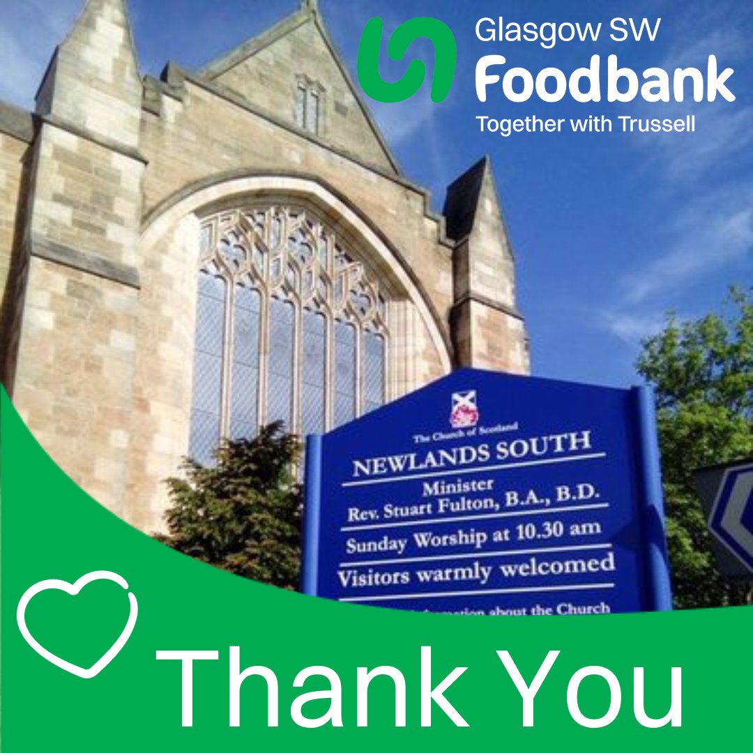 Thank You Thursday this weeks goes to the lovely congregation of Newlands South Church 😀

Long term supporters, they held a collection for us recently. They collected an amazing 60.5kg of food and just over £1000 🤩 

Thank you for your donations and your ongoing support 💚