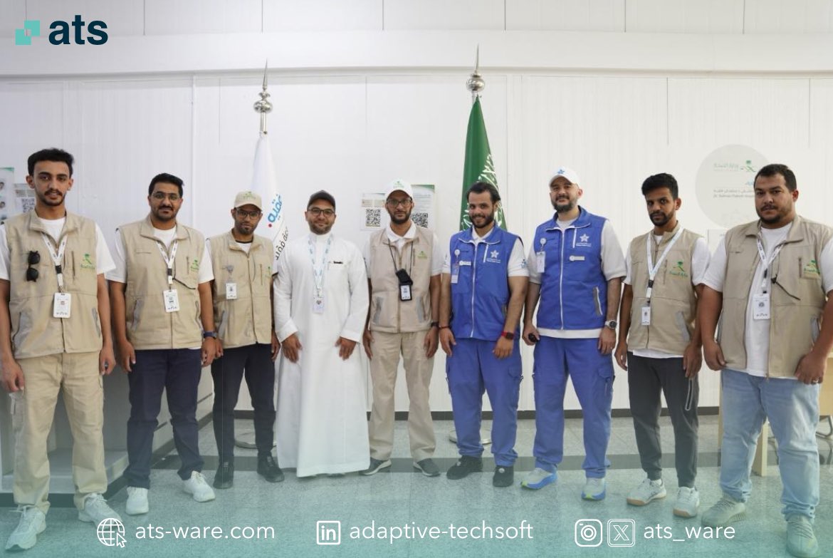 ats_ware's tweet photo. ✨📷 
فخورين بجهود وتفاني فريقنا في تطبيق النظام الطبي الإلكتروني CareWare في 18 مستشفى و125 مركزاً صحياً خلال موسم #حج_1446هـ 🕋

#ATS
#Adaptive_Techsoft
#CareWare
#HIS https://t.co/x7Q60G3jZZ
