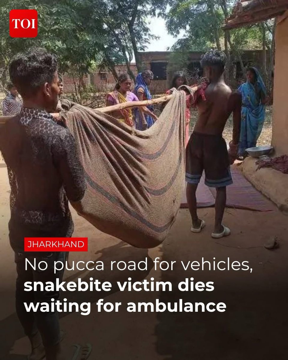 #Jharkhand | A snakebite victim failed to receive timely treatment and died because his tola (hamlet) lacked a proper road to reach the pucca road, which was 1 km away from his village, to take an ambulance.

Details here 🔗 toi.in/N7Nssb