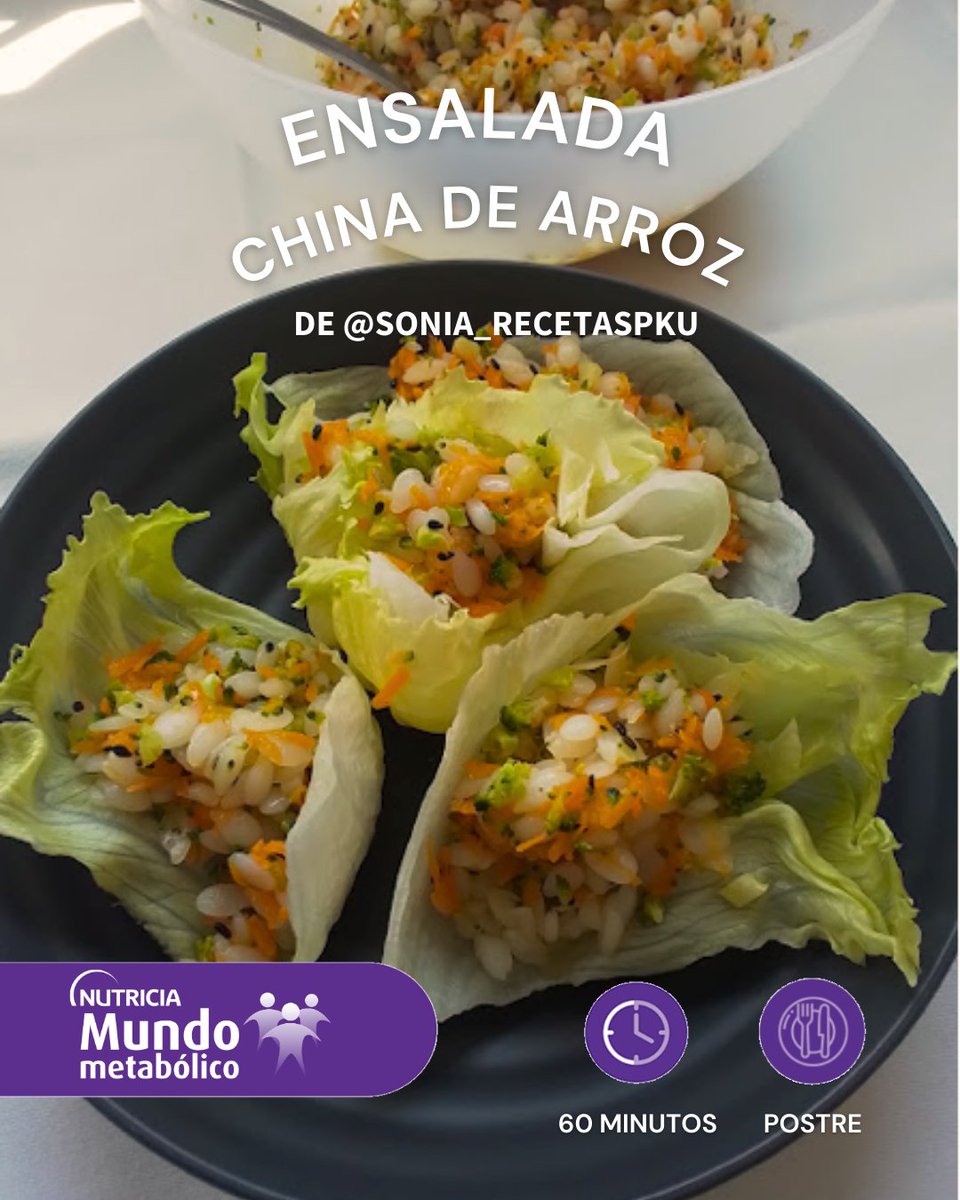 Esta ensalada china baja en proteínas, creación de Sonia Recetas PKU, es fresca, deliciosa y además es ideal para guardar en un tupper y llevarla al trabajo cómodamente.💡 Descubre la receta completa en Instagram, ¡te encantará! instagram.com/mundometabolic…

#PKU #EIM