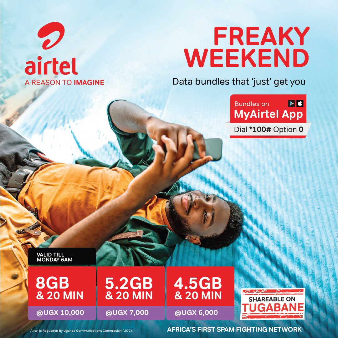 The weekend vibes start today with the #FreakyWeekend bundles.

Dial*100# and select option 0 or use the #MyAirtelAp to subscribe.
