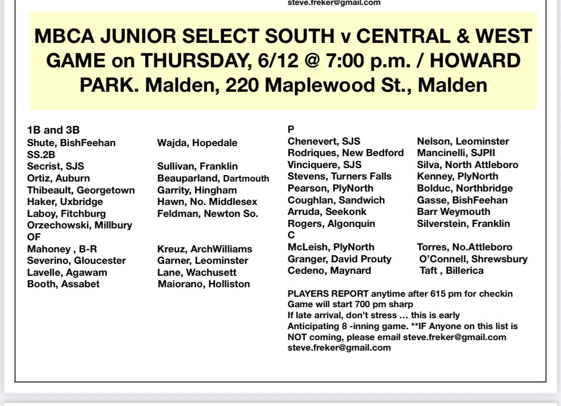 WarriorBB (@seekonkbaseball) on Twitter photo Warrior nation I would like to congratulate <a href="/colea_2/">Cole Arruda</a> for been named one of the <a href="/MassBCA/">MBCA</a> Junior game
All āļø <a href="/BostonHeraldHS/">Danny Ventura</a> <a href="/GlobeSchools/">Boston Globe Schools</a> <a href="/BrendanKurie/">Brendan Kurie</a> <a href="/BrianRoachJr/">Brian Roach, Jr.</a> <a href="/TheTylerHetu/">Tyler Hetu</a> <a href="/SeekonkHS/">Seekonk High School</a> <a href="/SeekonkWarrior/">Seekonk High School Athletics</a> Warrior nation I would like to congratulate <a href="/colea_2/">Cole Arruda</a> for been named one of the <a href="/MassBCA/">MBCA</a> Junior game
All āļø <a href="/BostonHeraldHS/">Danny Ventura</a> <a href="/GlobeSchools/">Boston Globe Schools</a> <a href="/BrendanKurie/">Brendan Kurie</a> <a href="/BrianRoachJr/">Brian Roach, Jr.</a> <a href="/TheTylerHetu/">Tyler Hetu</a> <a href="/SeekonkHS/">Seekonk High School</a> <a href="/SeekonkWarrior/">Seekonk High School Athletics</a>