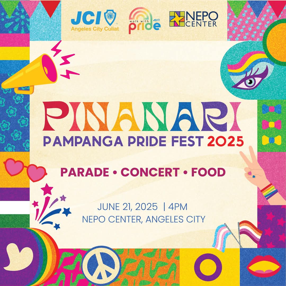 We’re back for year two! LOUDER, PROUDER, AND BURSTING WITH MORE COLOR! 🌈

✨Welcome to PINANARI: Pampanga Pride Fest 2025!

🏳️‍🌈Join us as we march with purpose, unite for visibility and equality, and celebrate love in all its beautiful forms. 

🗓️Happening this June 21, 2025!