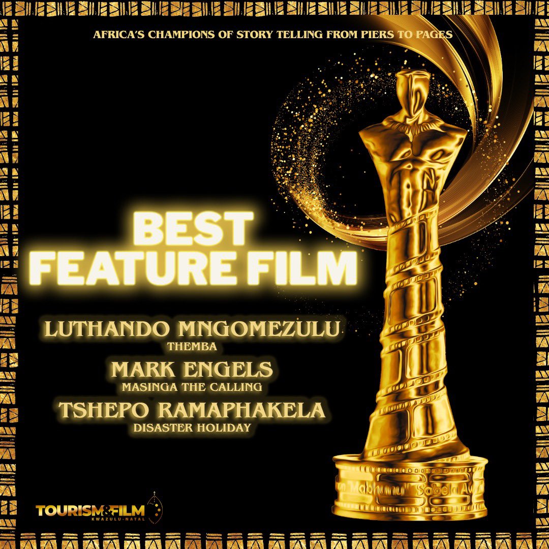 FilmInKZN's tweet photo. #SSA25 ๐๐๏ธBEST FEATURE FILM Nominees are:
Luthando Mngomezulu for Themba
Mark Engels for Masinga the Calling
Tshepo Ramaphakela for Disaster Holiday
#ChampionsOfStorytelling
#FromPiersToPages
#SimonMabhunuSabelaAwards https://t.co/rgPDPJ9IKZ