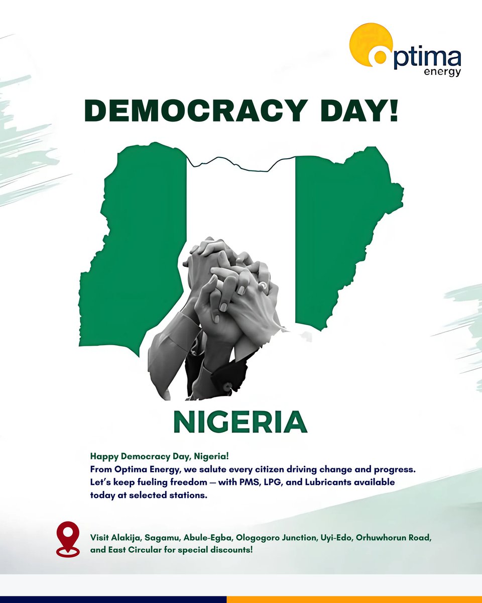Today we celebrate the strength of our voices, the power of our choices, and the freedom that binds us together.

Happy Democracy Day, Nigeria 
#DemocracyDay2025