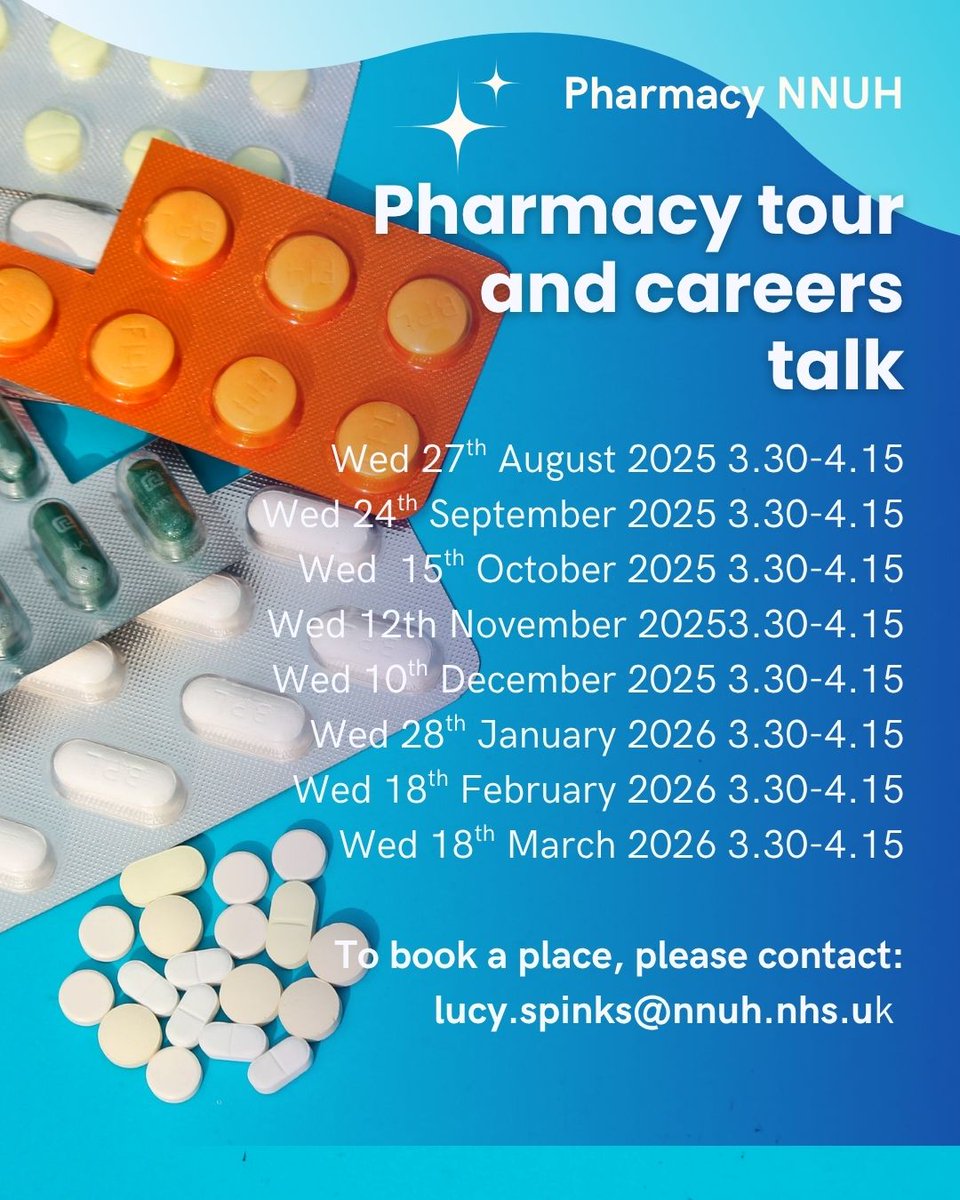 We have booked some further dates for the pharmacy tours with careers advice. Please contact if you are considering a career in pharmacy!
