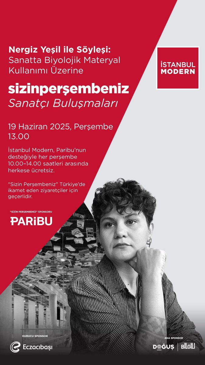 Nergiz Yeşil ile Söyleşi: Sanatta Biyolojik Materyal Kullanımı Üzerine

İstanbul Modern’in Paribu sponsorluğunda düzenlediği “Sizin Perşembeniz” Sanatçı Buluşmaları’nın bu ayki konuğu, çağdaş sanatçı Nergiz Yeşil.

Sanatçı yönetimindeki program, sanatçının çalışmalarını tanıtan