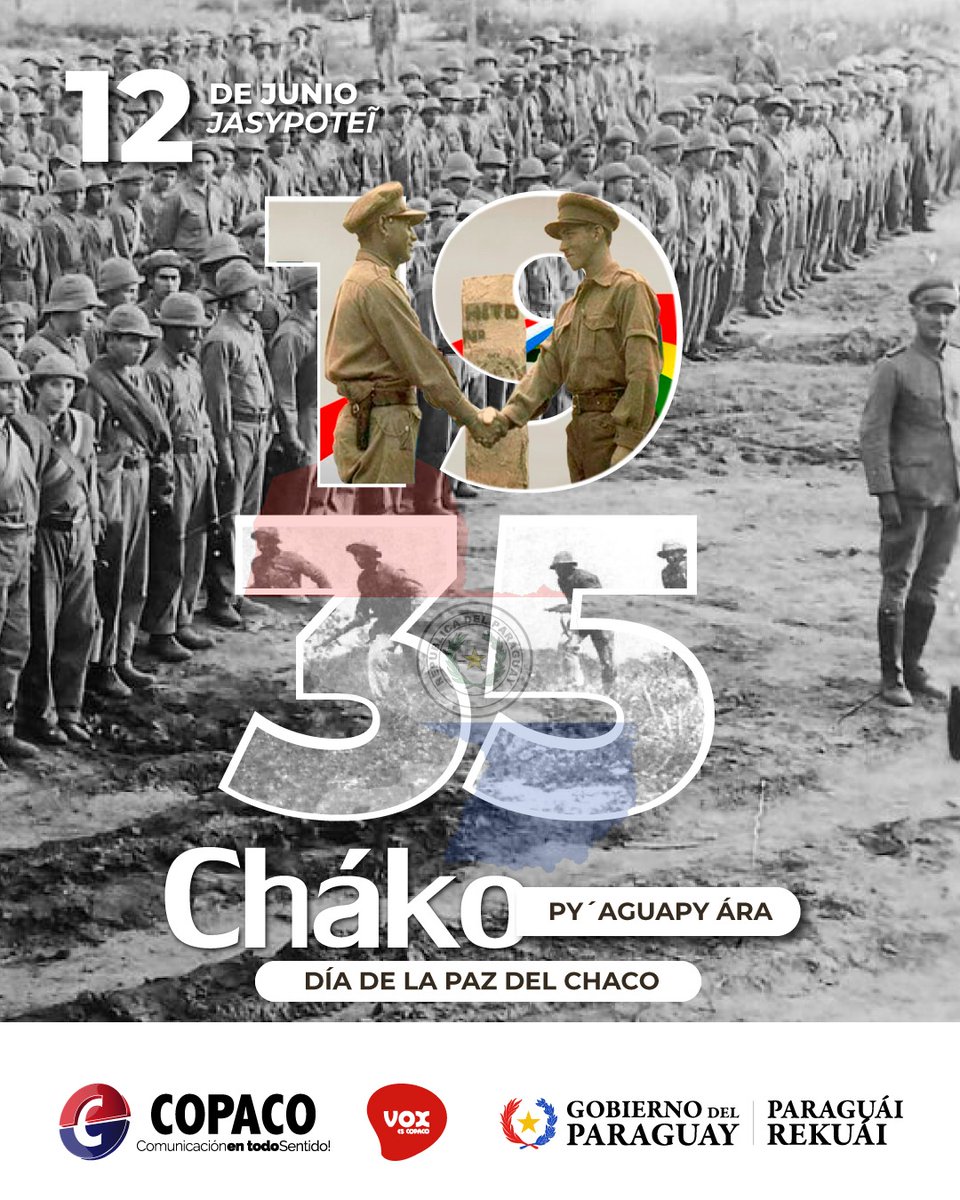 Paz, historia y legado 🕊️🇵🇾 Recordamos el sacrificio y valentía de los que hicieron posible este capítulo de nuestra historia.
𝑵̃𝒂𝒎𝒐𝒎𝒃𝒂❜𝒆 𝒖𝒎𝒊 𝒐𝒏̃𝒐𝒓𝒂𝒊𝒓𝒐̃𝒗𝒂❜𝒆𝒌𝒖𝒆 𝑪𝒉𝒂́𝒌𝒐𝒑𝒆 𝒐𝒉𝒆𝒋𝒂 𝒉𝒂𝒈̃𝒖𝒂 𝒏̃𝒂𝒏𝒅𝒆́𝒗𝒆 𝒓𝒂𝒔𝒂 𝒈𝒖𝒂𝒓𝒂𝒏𝒊.