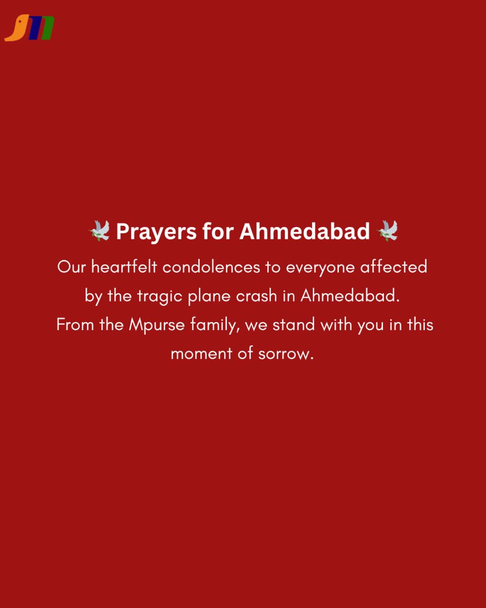 MPurse_Services's tweet photo. Sending prayers and strength to all affected by the Ahmedabad plane tragedy.
-With love, the Mpurse family 

#Ahmedabad #AhmedabadPlaneCrash #prayerforAhmedabad #InMemoriam 
#MpurseCares https://t.co/DC9y8uFRM9