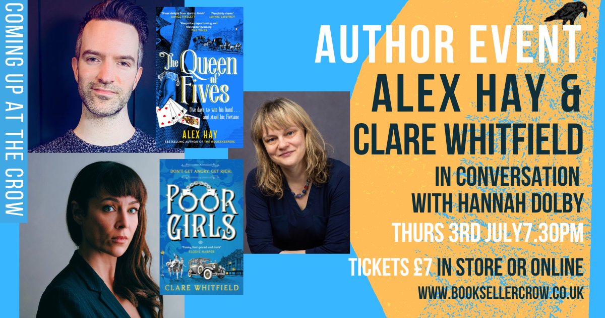 Caitlin Raynor (@bookywookydooda) on Twitter photo Who fancies seeing <a href="/AlexHayBooks/">Alex Hay is away</a> chatting historical crime with #Clarewhitfield and <a href="/LadyDolby/">Hannah Dolby</a> ? Come along <a href="/booksellercrow/">Jonathan Main</a> to celebrate their paperbacks! TIX: booksellercrow.co.uk/event/historic… Who fancies seeing <a href="/AlexHayBooks/">Alex Hay is away</a> chatting historical crime with #Clarewhitfield and <a href="/LadyDolby/">Hannah Dolby</a> ? Come along <a href="/booksellercrow/">Jonathan Main</a> to celebrate their paperbacks! TIX: booksellercrow.co.uk/event/historic…