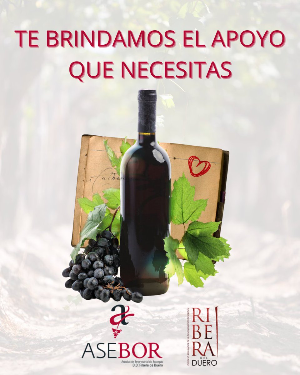 ᴀꜱᴇʙᴏʀ Ribera del Duero (@asebor_ribera) on Twitter photo ¡Desde 2001 ASEBOR impulsa la revitalización del sector vinícola de la Ribera del Duero! 🍇🍷
👩🌾 ¿Tienes una bodega? ¡Únete a la transformación!
Escríbenos a 📩 secretaria@asebor.com y únete a nuestra asociación.
🍇 ¡Porque juntos somos más fuertes! 💪 #ASEBOR #RiberaDelDuero ¡Desde 2001 ASEBOR impulsa la revitalización del sector vinícola de la Ribera del Duero! 🍇🍷
👩🌾 ¿Tienes una bodega? ¡Únete a la transformación!
Escríbenos a 📩 secretaria@asebor.com y únete a nuestra asociación.
🍇 ¡Porque juntos somos más fuertes! 💪 #ASEBOR #RiberaDelDuero