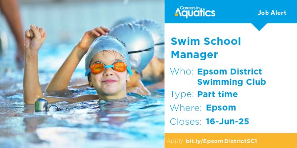 Job Alert | Swim School Manager needed at Epsom District Swimming Club in Epsom.

Closes: 16 June 2025
Apply: bit.ly/EpsomDistrictS…