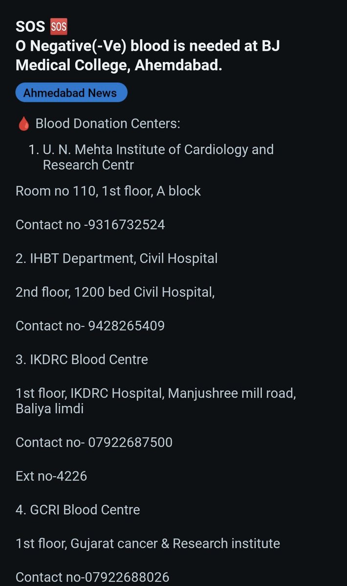 There is an urgent blood requirement. Please share with ppl in and around AhD