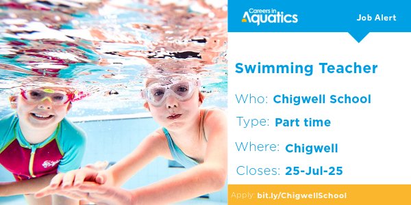 Job Alert | Swimming Teacher needed at Chigwell School in Chigwell.

Closes: 25 July 2025
Apply: bit.ly/ChigwellSchool
