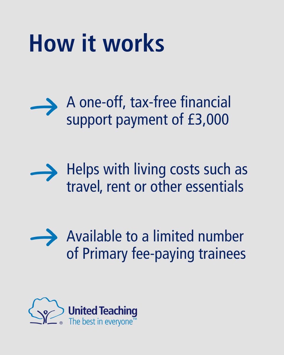 Training to teach is a big decision, especially when it comes to balancing the practicalities of everyday life.

That’s why, from September 2025, we're trialling a new £3k bursary to support aspiring Primary teachers on our fee-paying route.

Learn more: ow.ly/PsK450W8fF4