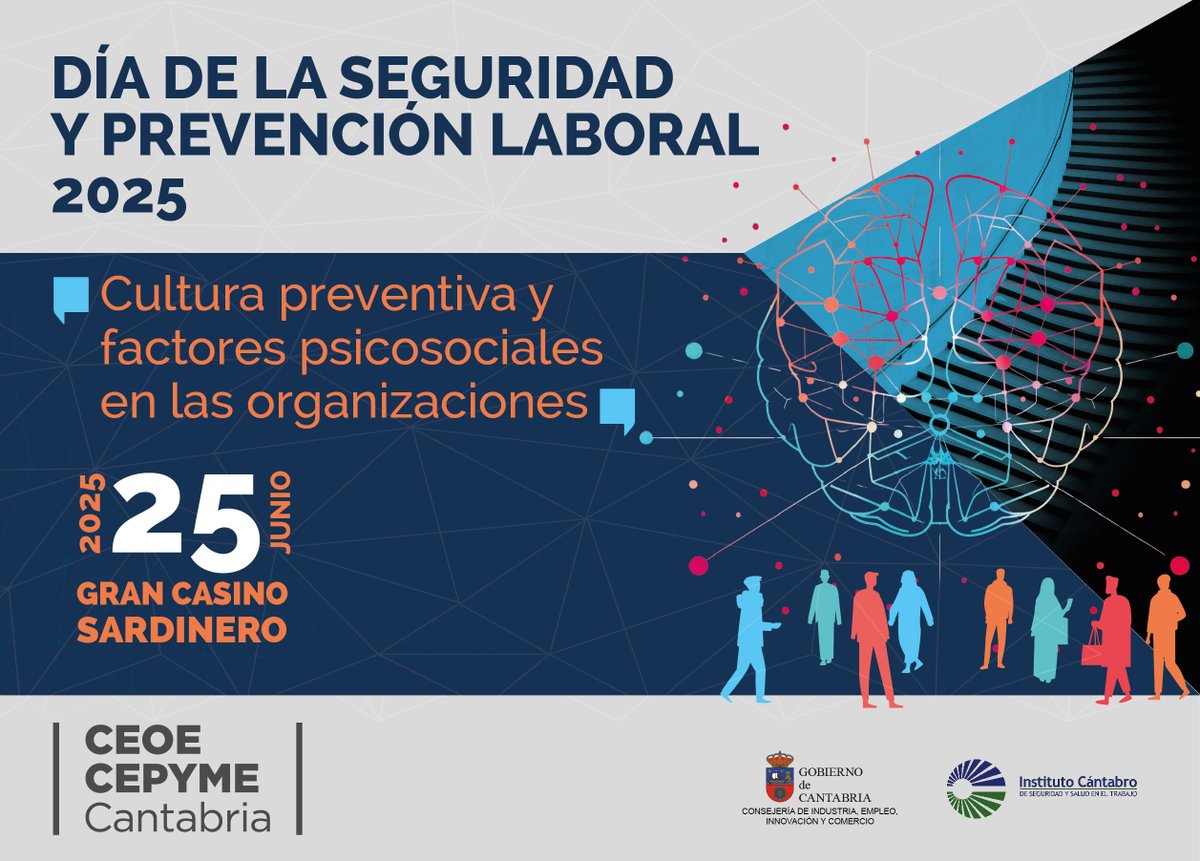#PRL | 🛡️Vuelve el Día de la Seguridad y Prevención Laboral  de <a href="/Ceoecant/">CEOE CEPYME Cantabria</a> 

💬 Cultura preventiva, salud psicosocial, casos de éxito y el informe “Approaching the Future 2025” 🌍

ℹ️✒️Consulta el programa e inscríbete aquí: tinyurl.com/yc3fjw2n

<a href="/ICASST/">ICASST</a>  #Prevención