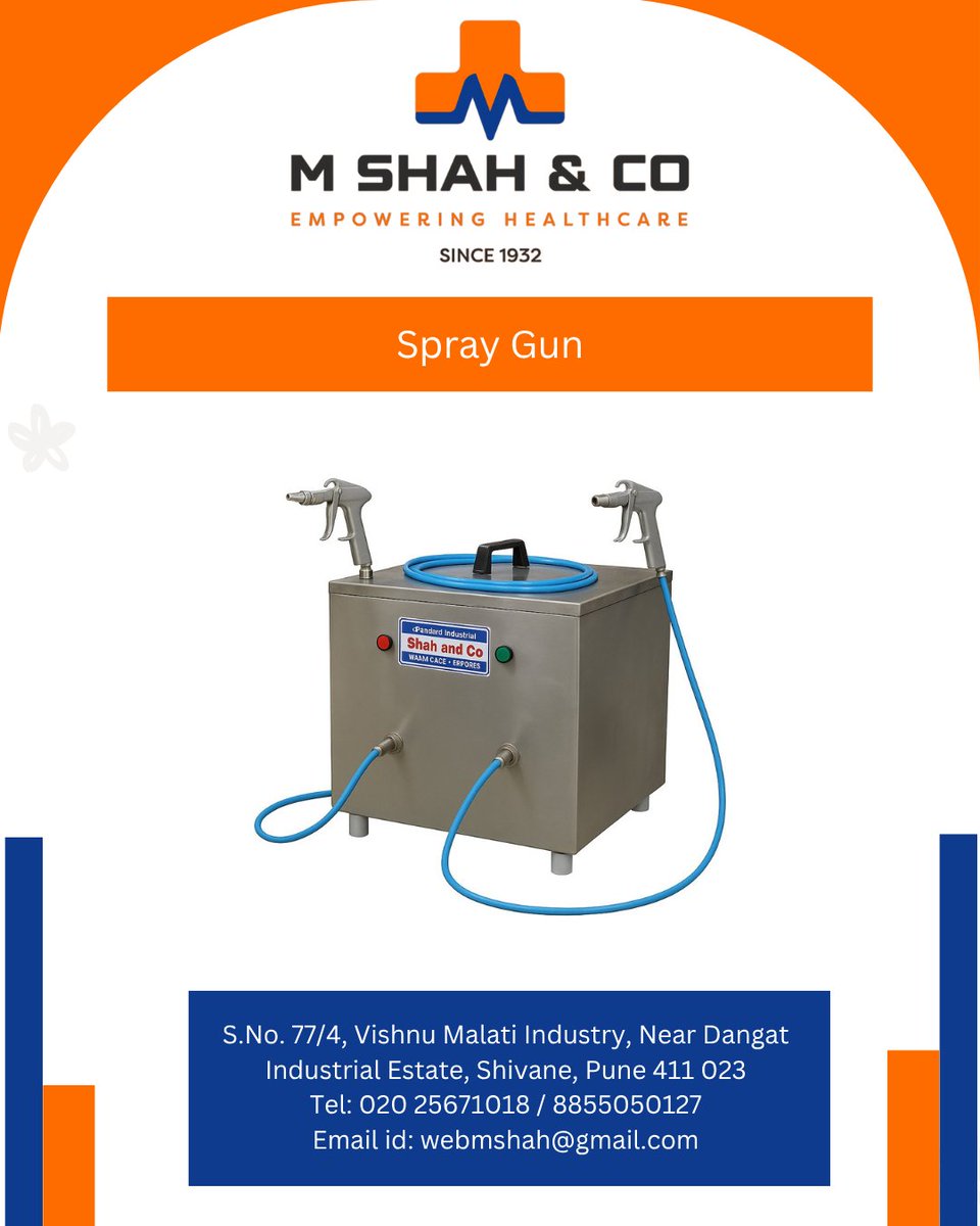 Mshah1932's tweet image. 🔧 M SHAH &amp;amp; CO Spray Gun
Perfect for cleaning hollow tubes &amp;amp; instruments!
✔ SS 304 body
✔ Water + Air Pistol Guns
✔ 1/2 HP Pump
✔ Optional Compressor

Trusted Since 1932 🏥
📞 020 25671018 / 8855050127
📧 webmshah@gmail.com
#CSSD #SterileSolutions #HealthcareEquipment